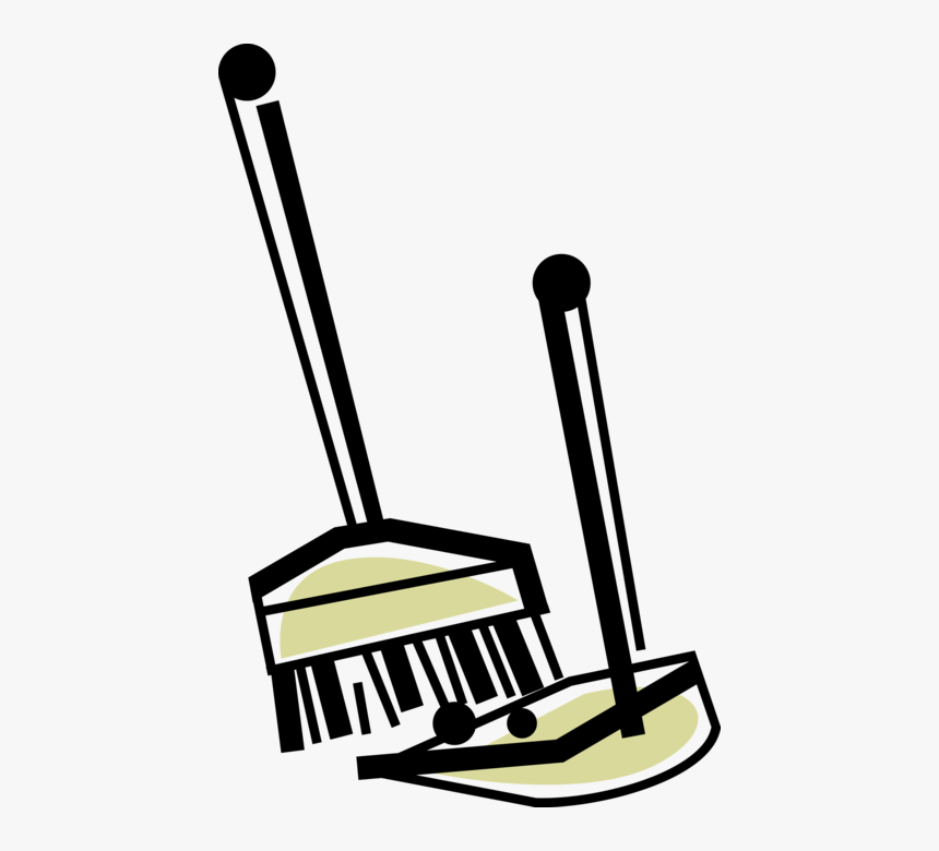 Vector Illustration Of Broom And Dustpan Cleaning Tools - Broom And Dustpan Clipart Png, Transparent Png, Free Download