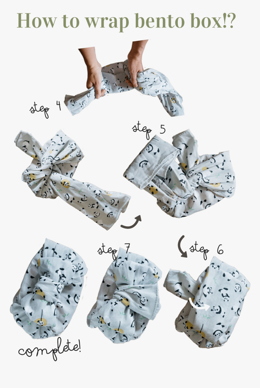 Showing The Steps To Wrap Up Bento Box - Bento Box Wrap Cloth, HD Png Download, Free Download