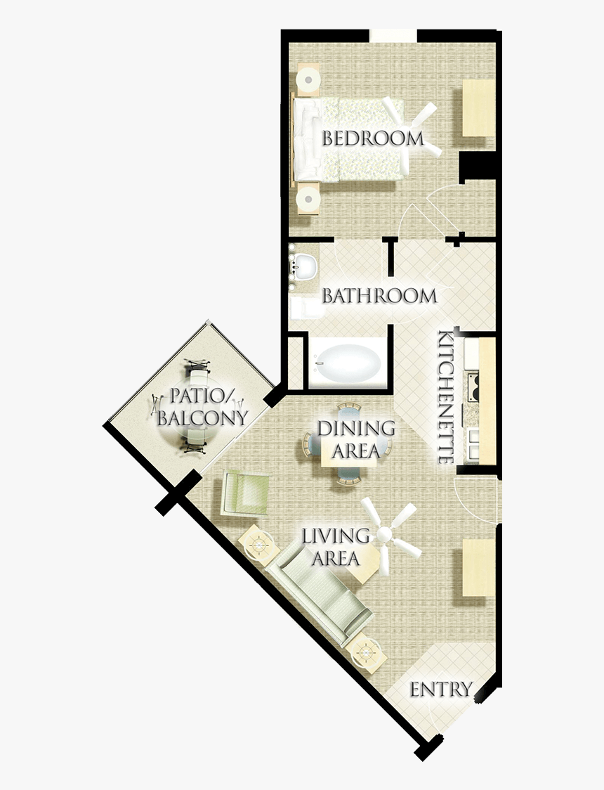 One-bedroom Corner Villa , Png Download, Transparent - Floor Plan, Png Download, Free Download