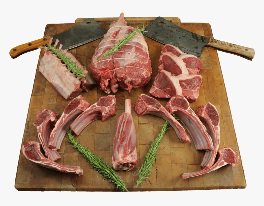 Meat On Butcher Block With Knives - Meat Butcher Block, HD Png Download, Free Download