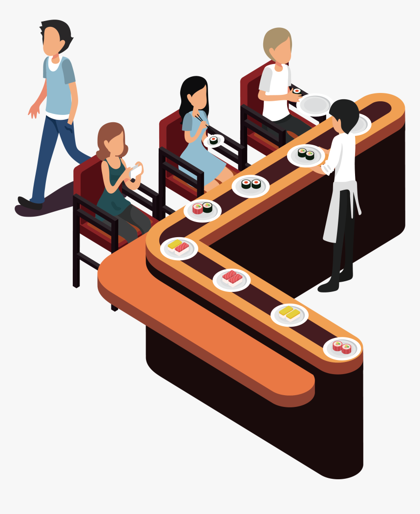 Japan Clipart Sushi - Sushi Conveyor Belt Vector, HD Png Download, Free Download