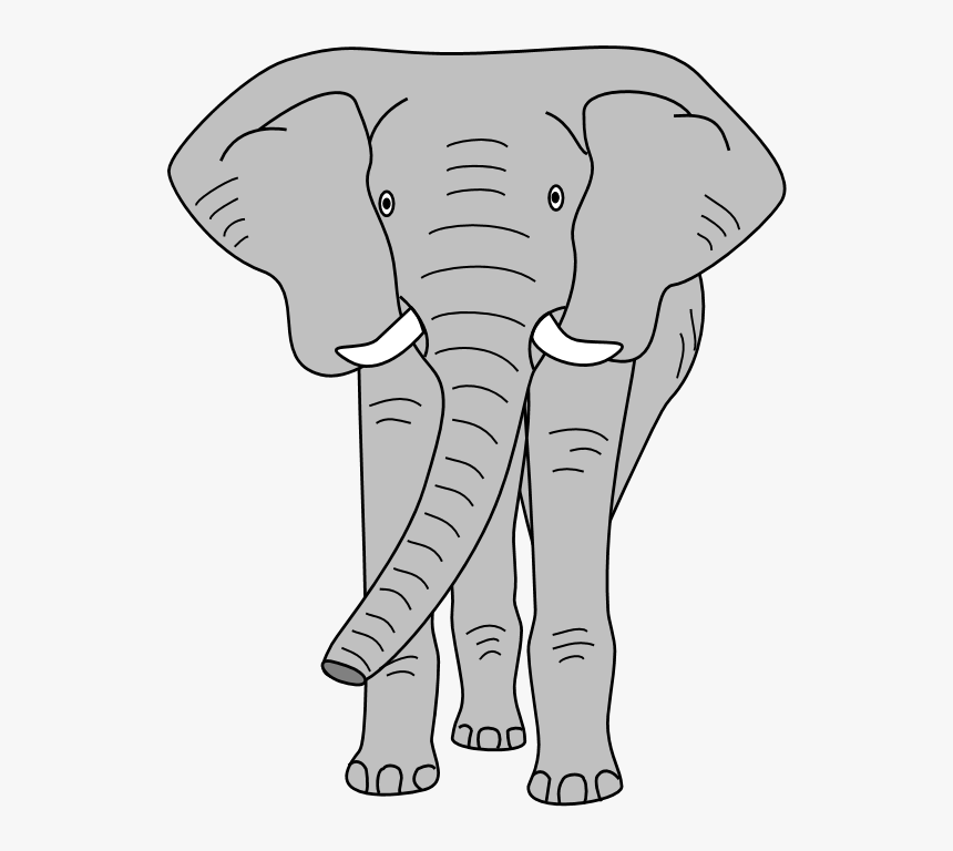 Elephant Clipart Big Tusk , Png Download - Large Elephant Head Clipart, Transparent Png, Free Download