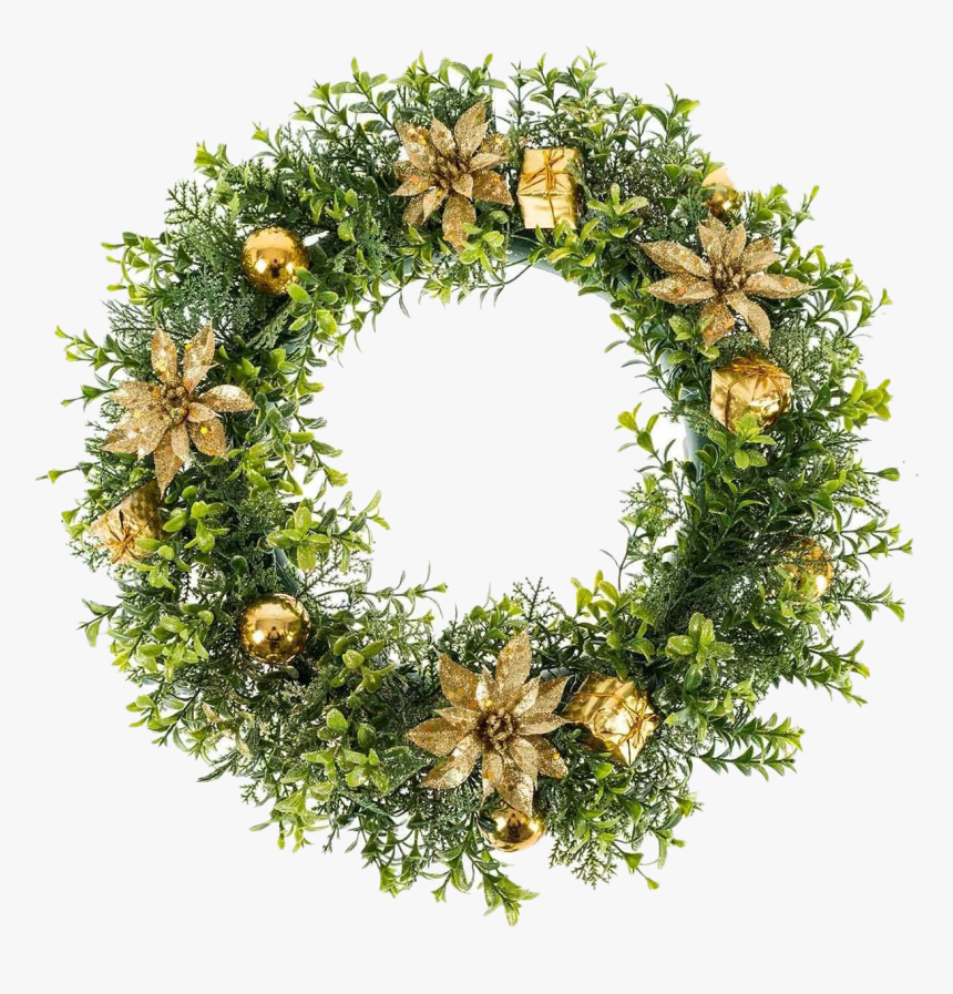 Gold Christmas Wreath Png Photos - Gold Christmas Wreath, Transparent Png, Free Download