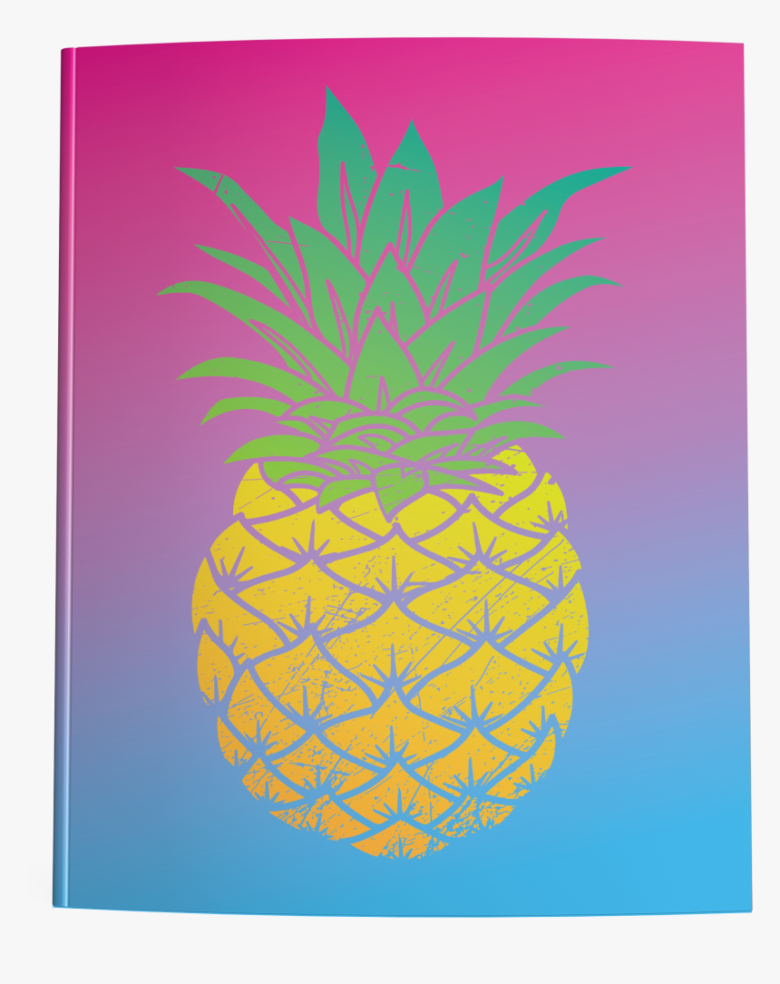 Yellow Pineapple On A Pink To Blue Ombre Gradient - Pineapple, HD Png Download, Free Download