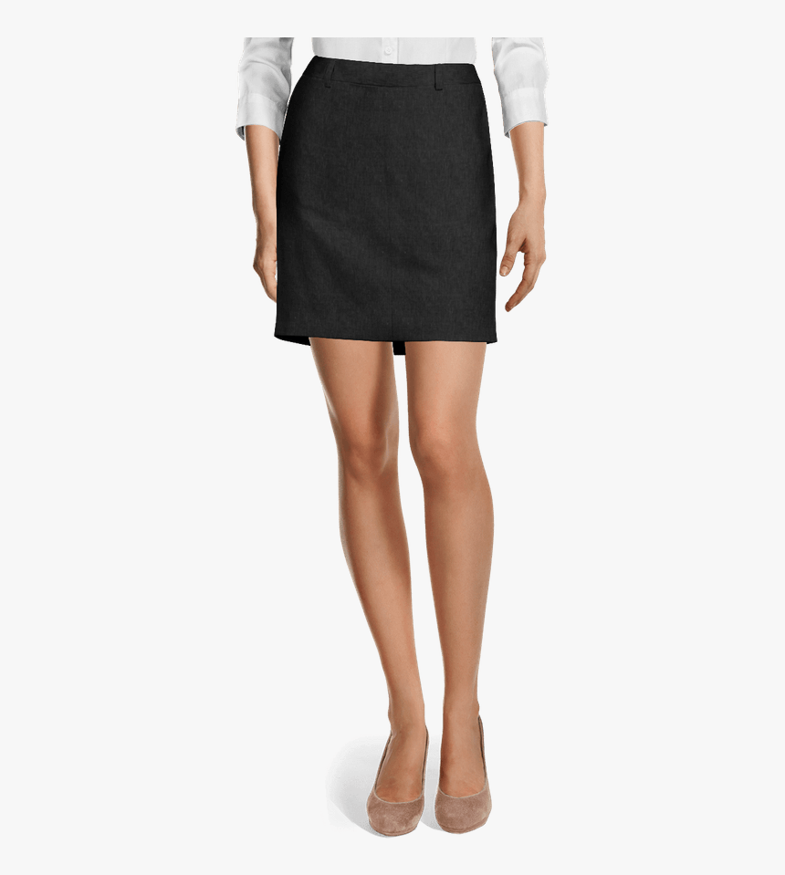 Black Linen High Waisted Short Side Zip Skirt-view - Short Black Pencil Skirt, HD Png Download, Free Download