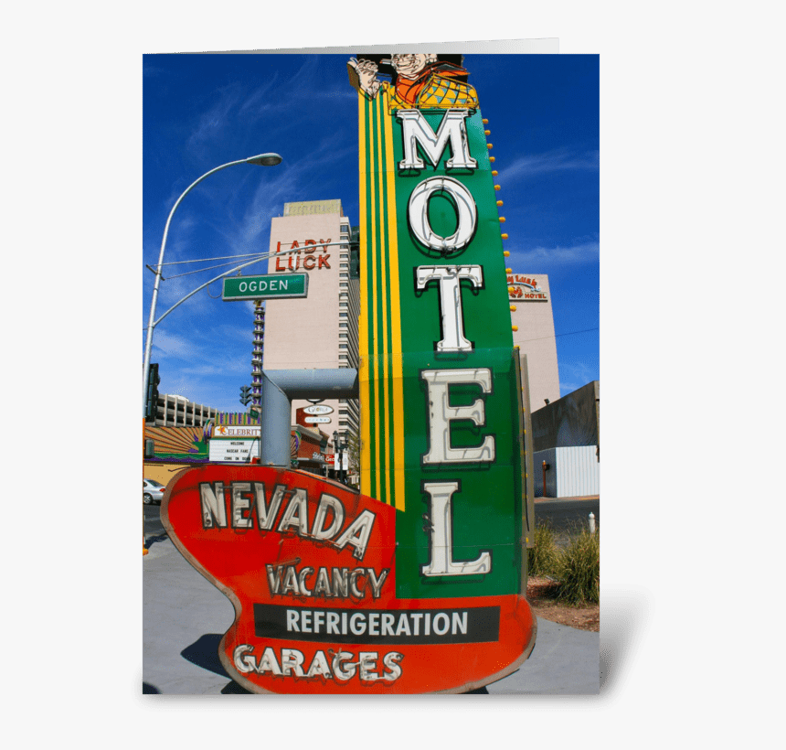 Motel Neon Sign Greeting Card - Motel Sign, HD Png Download, Free Download