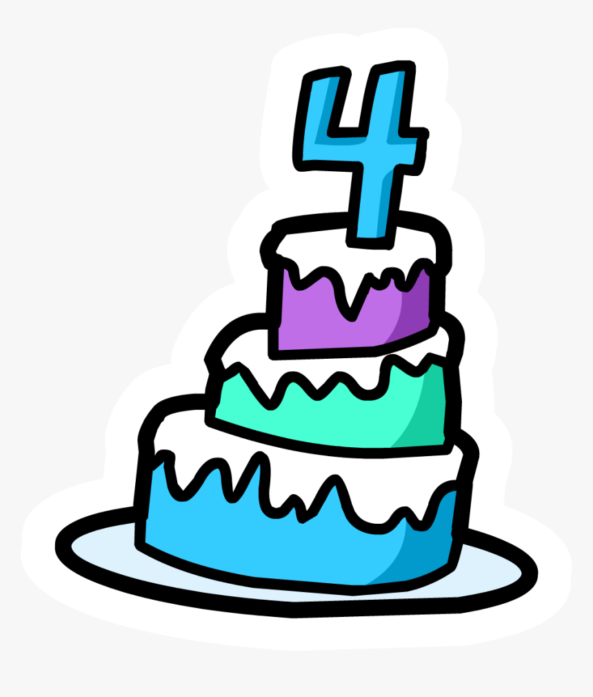 Svg Stock 4th Clipart 4th Anniversary - Birthday Cake 4 Png, Transparent Png, Free Download