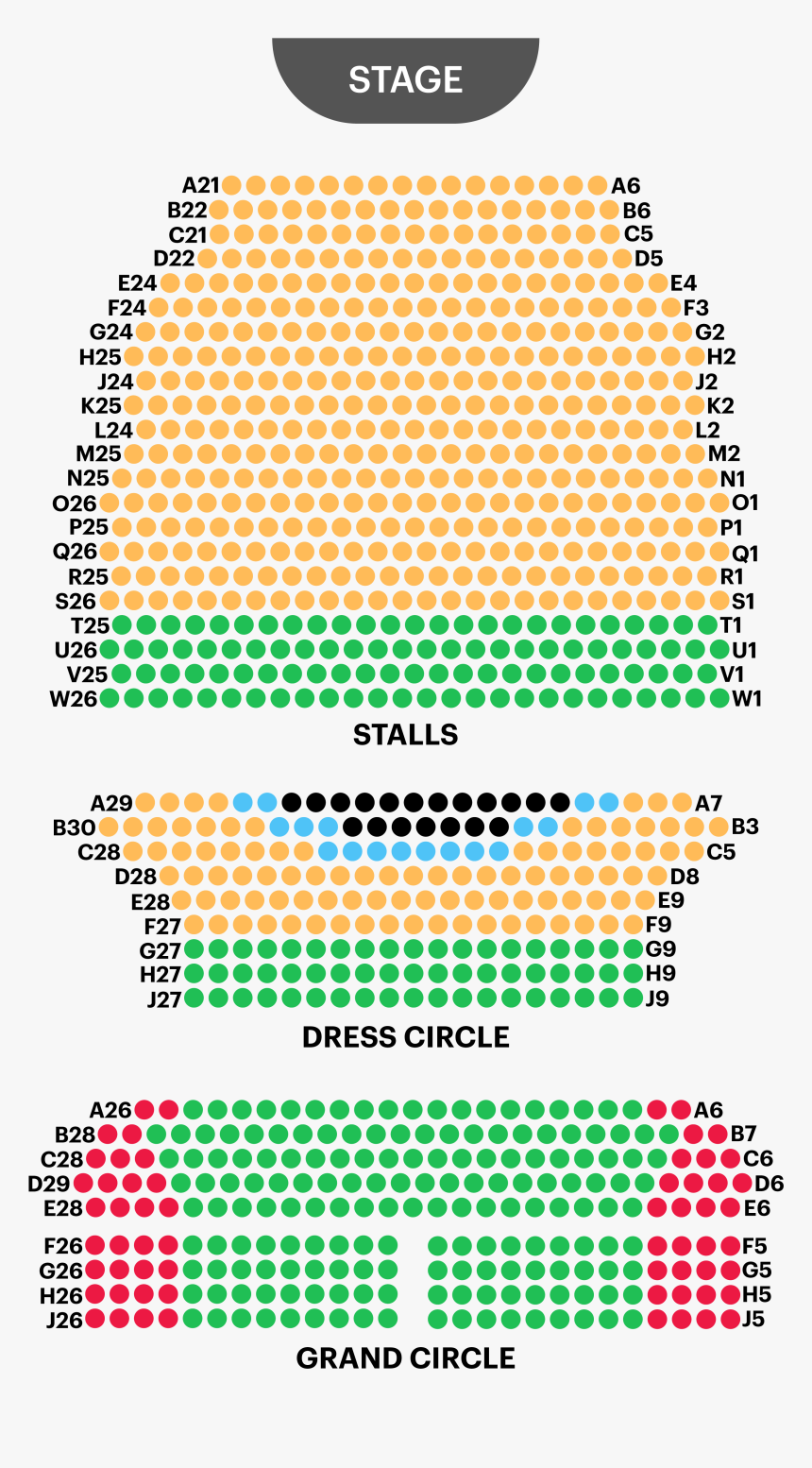 Gielgud Theatre Seating Plan - Dress Circle Gielgud Theatre Seating Plan, HD Png Download, Free Download