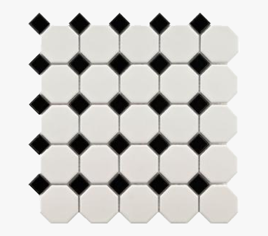 Cc Mosaics Octagon Snow White Black - Floor, HD Png Download, Free Download