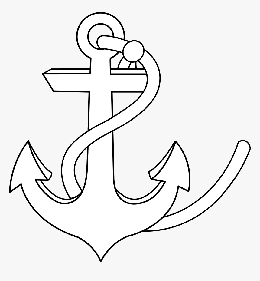 6 Best Image Of Printable Anchor With Rope - White Anchor With Black Background, HD Png Download, Free Download