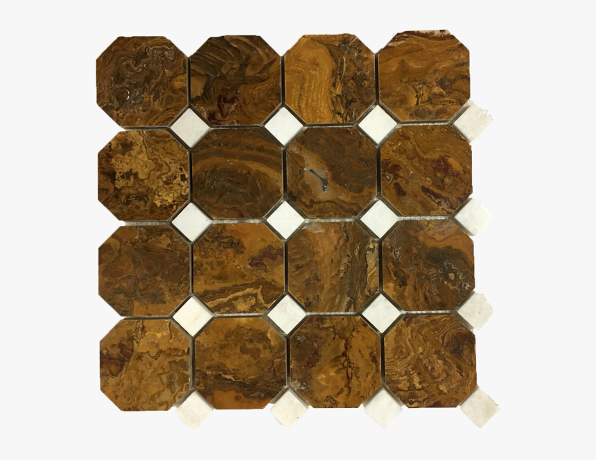 Polished Multi Brown Onyx Octagon With White Dot Mesh-mounted - Floor, HD Png Download, Free Download