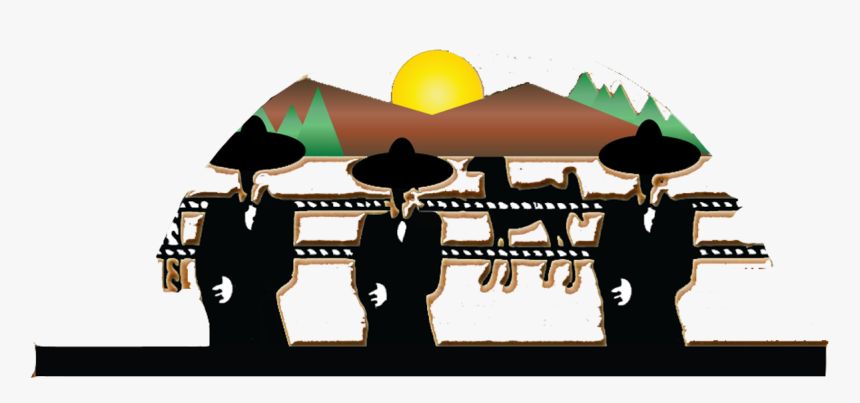 A Silhouette Of 3 Men Wearing Sombreros - Illustration, HD Png Download, Free Download