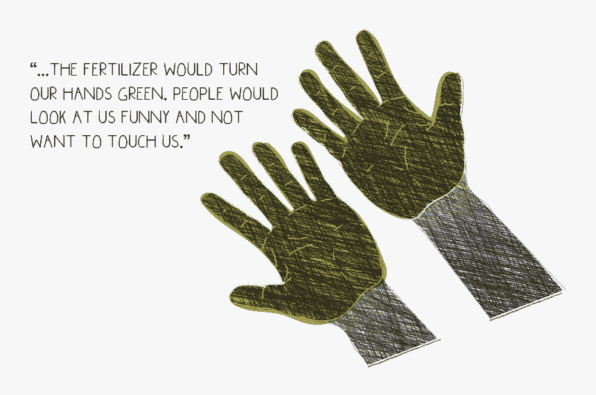 A Sketched Illustration Of Hands With Green Palms - Bicycle Glove, HD Png Download, Free Download