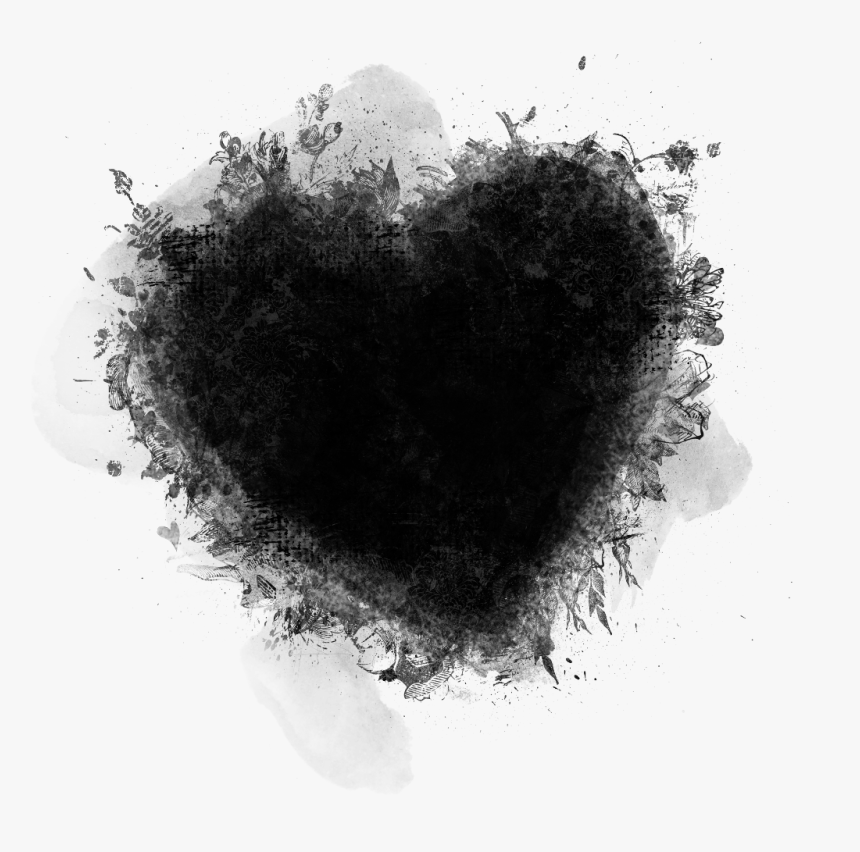 #black #heart #blackheart #shadow #design #flowers - Black Heart Design Png, Transparent Png, Free Download