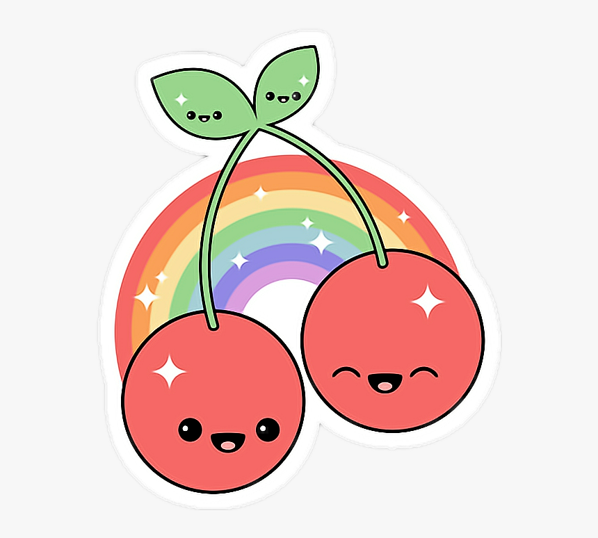 #cerezas #cerezas #kawaii #rainbow #arcoiris - Kawaii Cherry, HD Png Download, Free Download