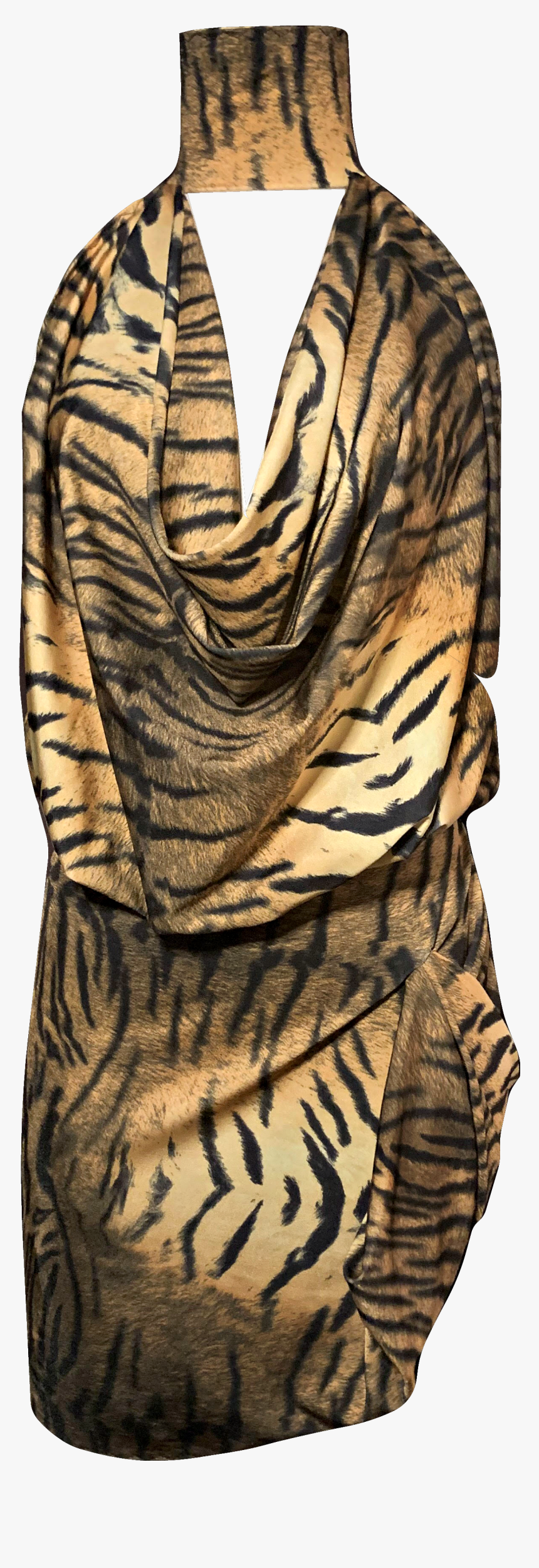 Image Of Tiger Print Cowl Neck Mini Dress - Day Dress, HD Png Download, Free Download