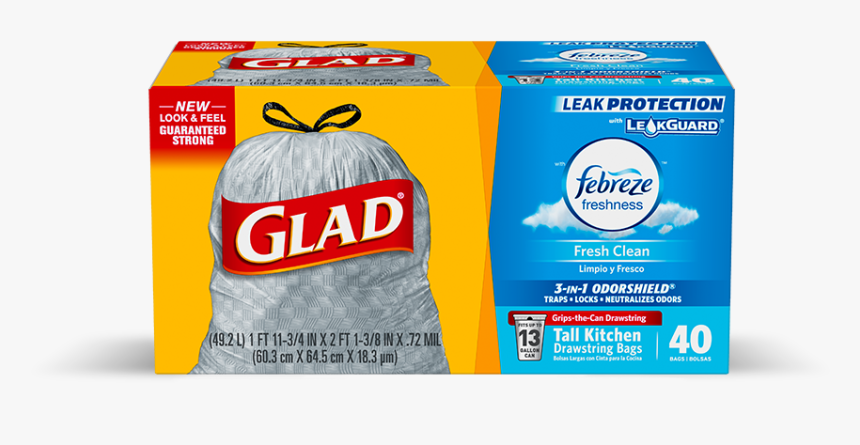 Kitchen Odorshield® Fresh Clean Scent - Glad 40 Count Trash Bags, HD Png Download, Free Download