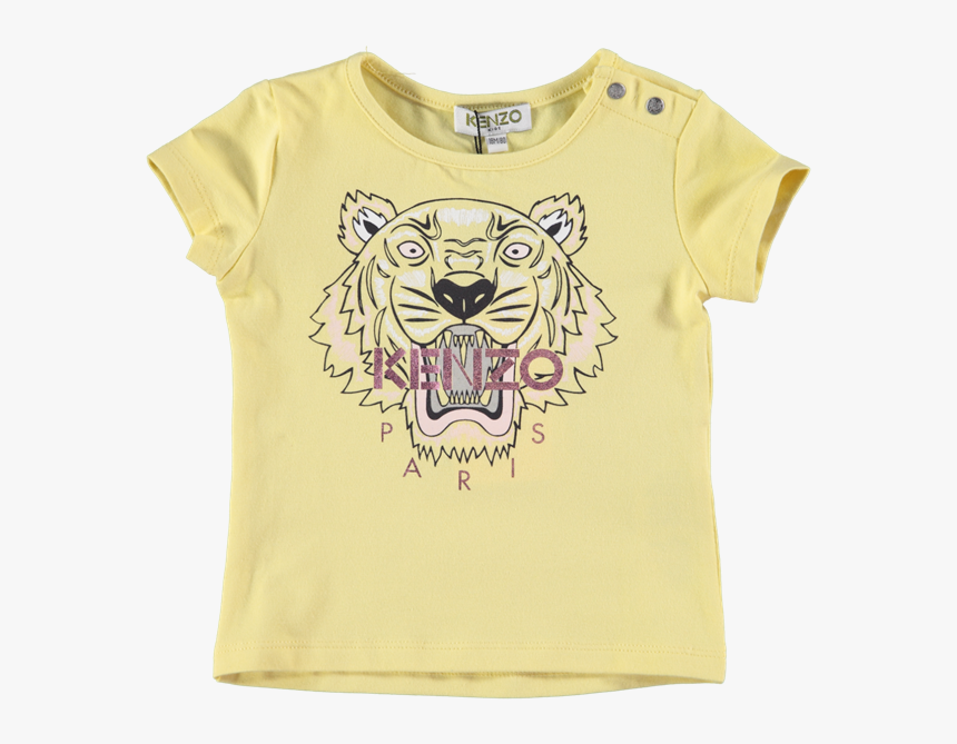 Babies Tiger Logo Print T-shirt Yellow - Kenzo Grey Tiger T Shirt, HD Png Download, Free Download