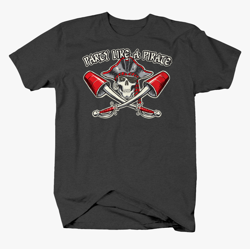 Party Pirate Skull Cross Swords Red Solo Cup Drinking - Shirt, HD Png Download, Free Download