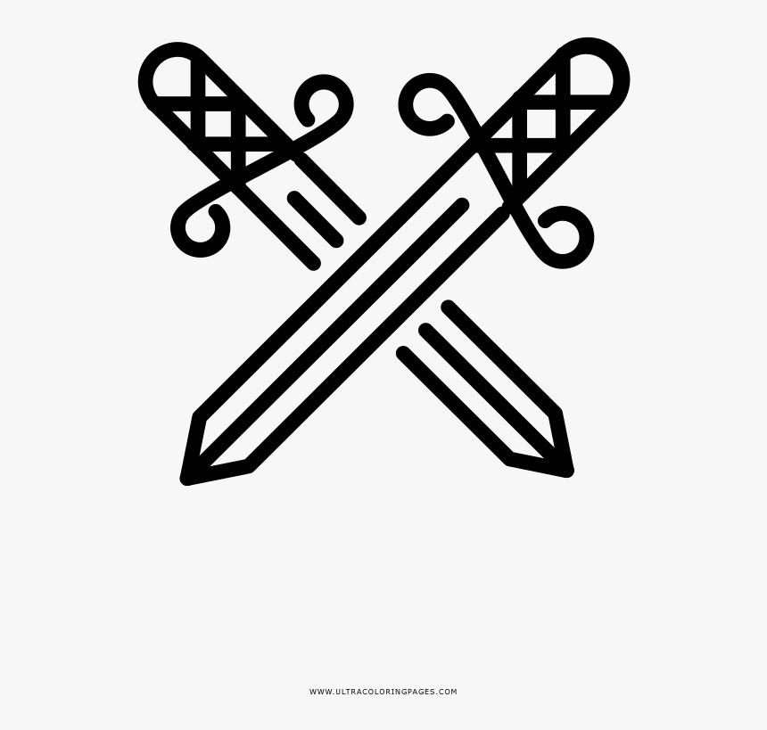 Crossed Swords Coloring Page - Vector Graphics, HD Png Download, Free Download