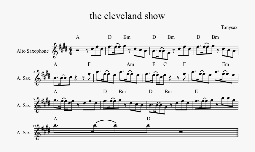 Cleveland Show Theme Sheet Music Hd Png Download Kindpng
