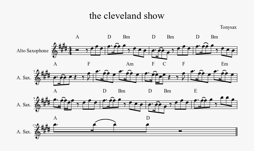 Cleveland Show Theme Sheet Music, HD Png Download, Free Download