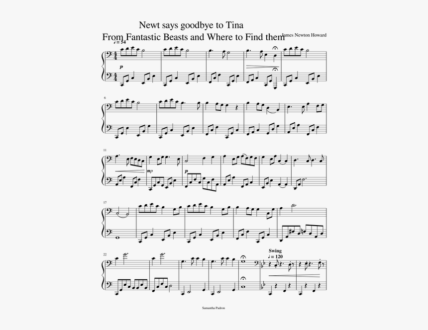 Piano Fantastic Beasts Says Goodbye To Tina, HD Png Download, Free Download
