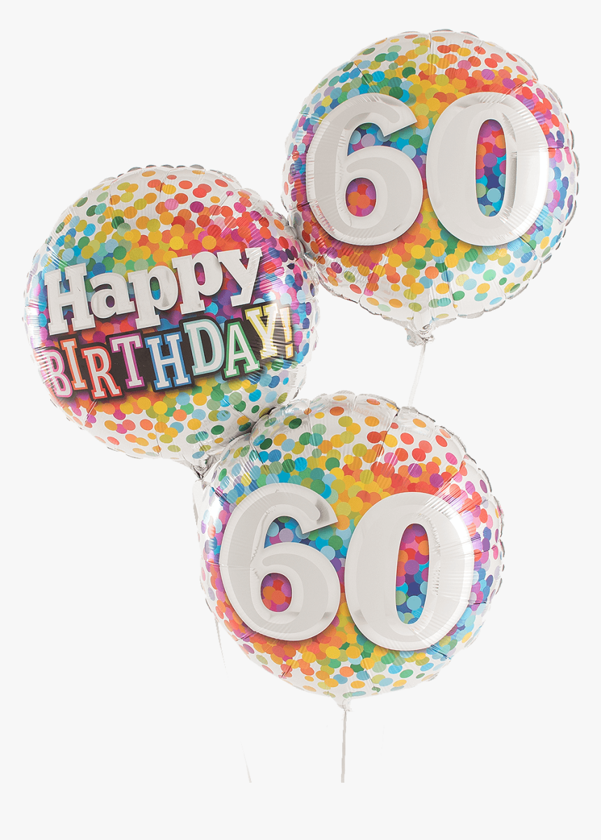 60 Rainbow Confetti Happy Birthday Balloons - Balloon, HD Png Download, Free Download