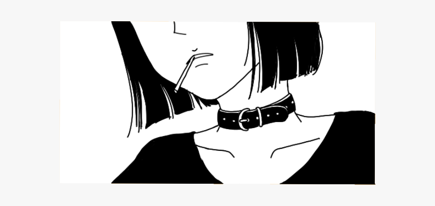 #kawaii #cute #black #manga #anime #girl #goth #png - Anime Mouth Ulzzang, Transparent Png, Free Download