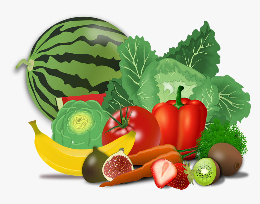Fruits, Vegetables, Artichoke, Banana, Berries, Cabbage - Fruits And Vegetables Drawing, HD Png Download, Free Download