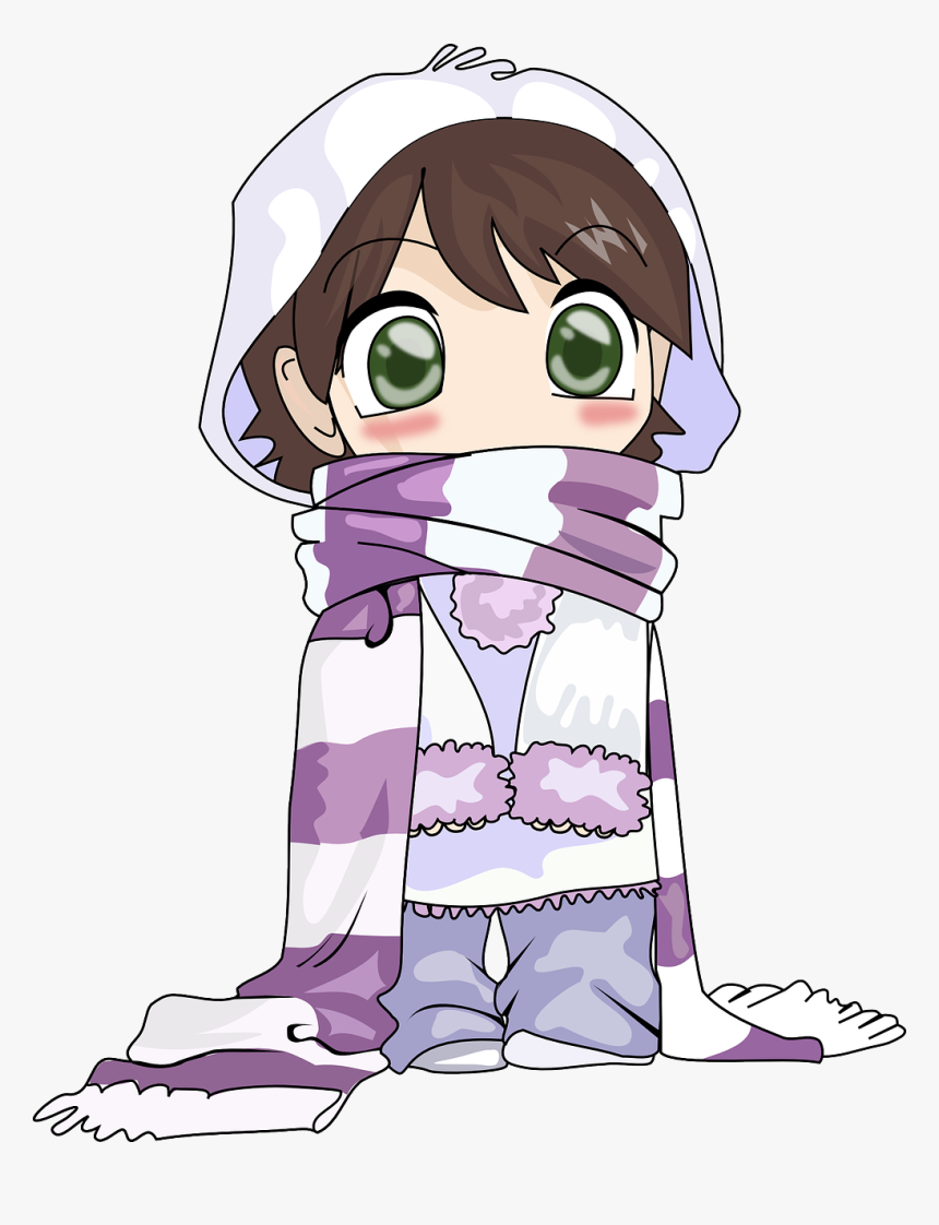 Chibi Girl With Scarf, HD Png Download, Free Download