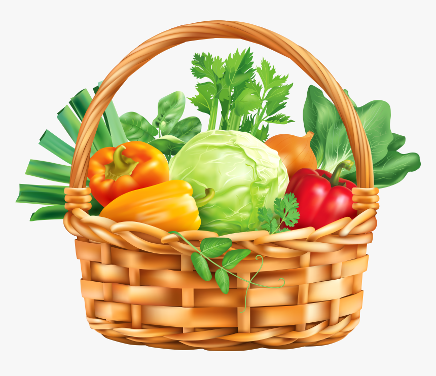 Vegetable Basket Fruit Clip Art - Basket Of Fruits And Vegetables Clipa...
