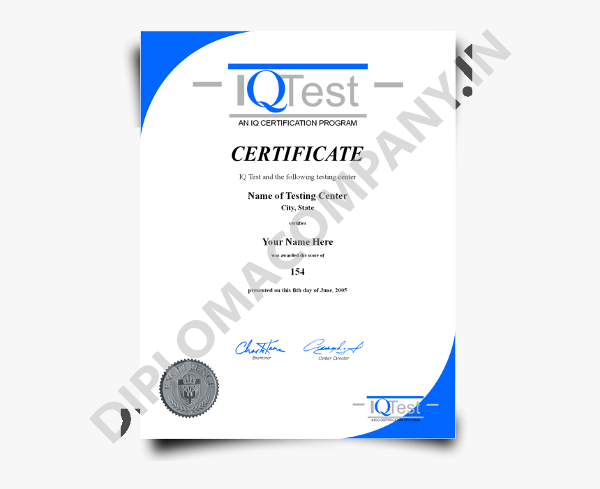 Iq Certificate Template Fake Mensa Iq Diplomacompany - Iso 9001, HD Png Download, Free Download