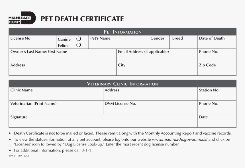 Pet Death Certificate Main Image Download Template - Death Certificate Sample For Dog, HD Png Download, Free Download