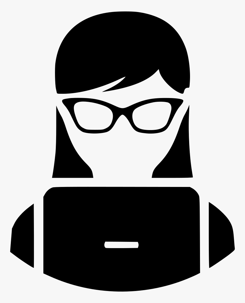 Student Lady Laptop Svg - Girl In Glasses Icon, HD Png Download, Free Download