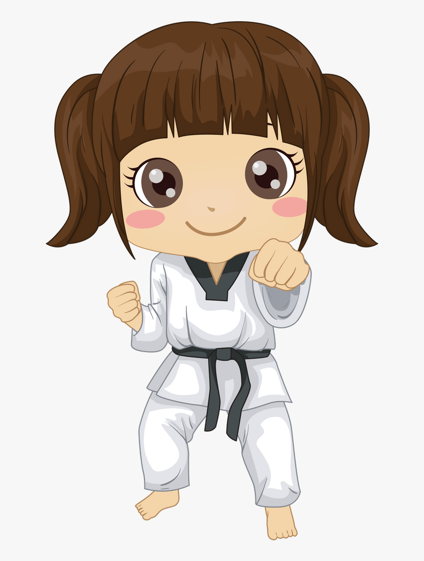 Transparent Karate Belt Png - Little Karate Cartoon Girl, Png Download, Free Download