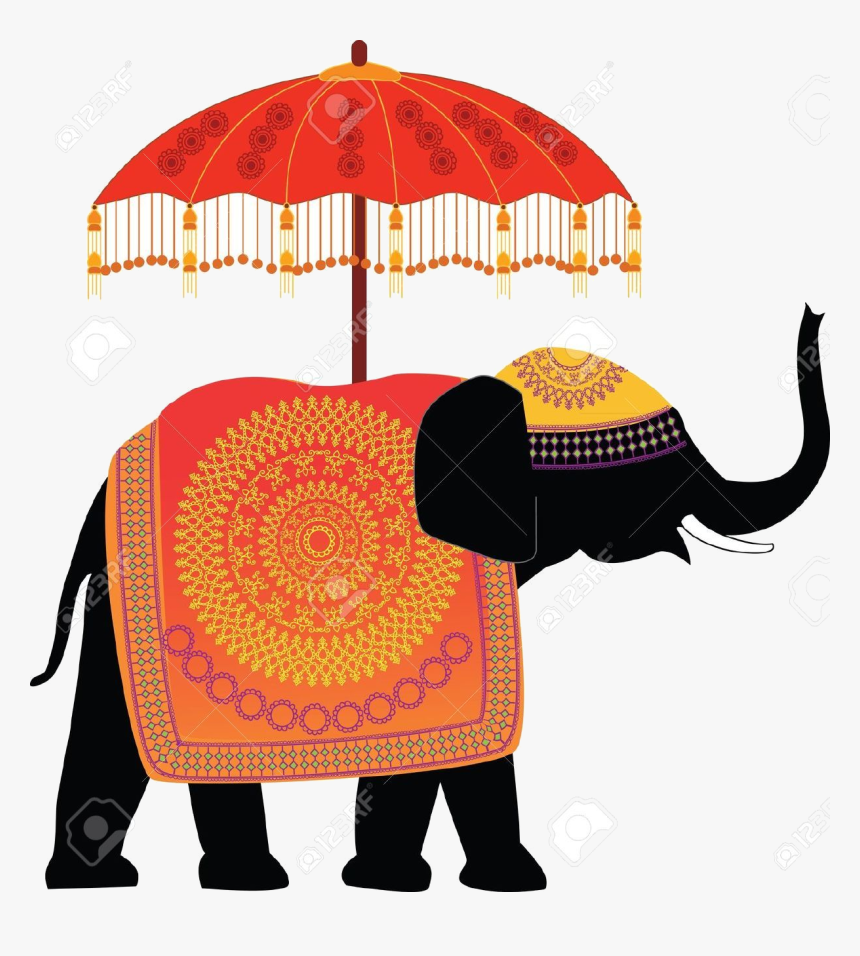 Elephant Kerala Clipart Transparent Png - Indian Elephant With Umbrella, Png Download, Free Download