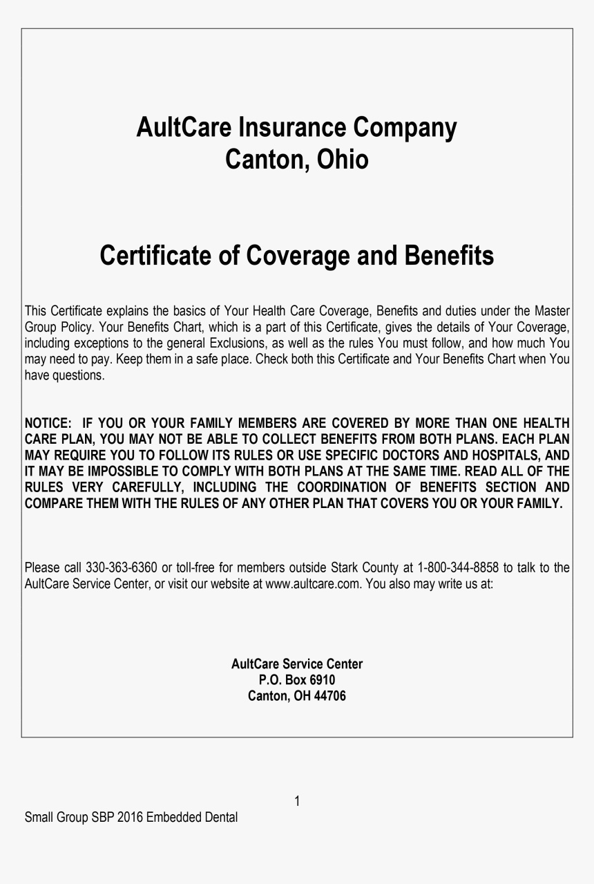 Certificate Of Non Hmo Coverage Sample, HD Png Download, Free Download