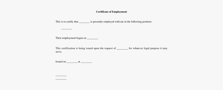 Employment Certificate - Certificate Of Employment Currently Employed, HD Png Download, Free Download