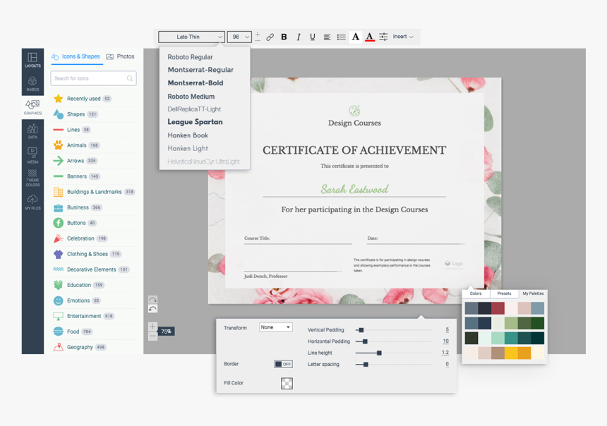 Certificate Maker Customization Options Visme - Flowchart, HD Png Download, Free Download