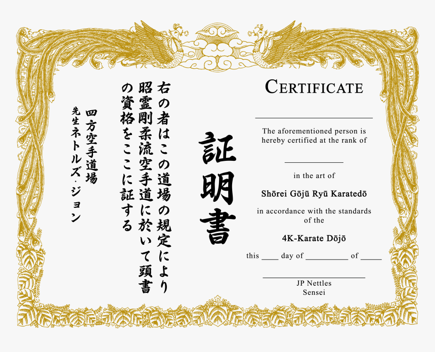 Download Certificate Template Free - Karate Certificate Border Png, Transparent Png, Free Download