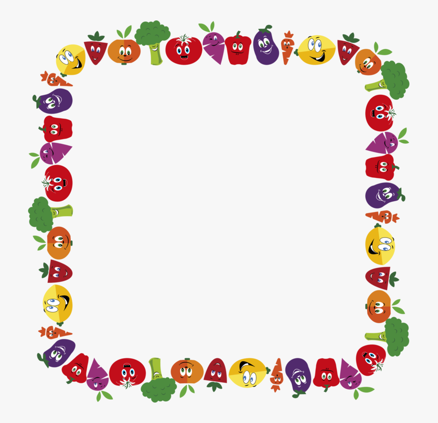 Picture Frame,heart,flower - Fruits And Vegetables Border, HD Png Download, Free Download