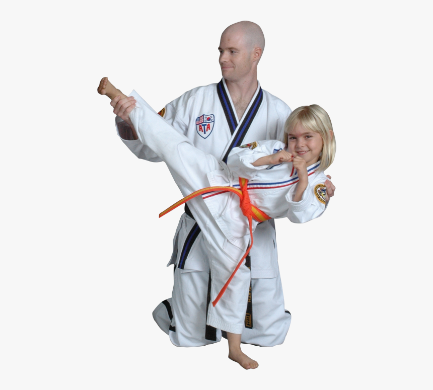 Instructor Teaching Young Girl How To Kick - Karate, HD Png Download, Free Download