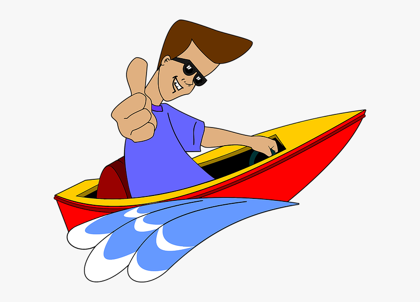 Boy, Cartoon, Male, Man, River, Speed Boat, Thumbs - Speed Boat Clip Art, HD Png Download, Free Download