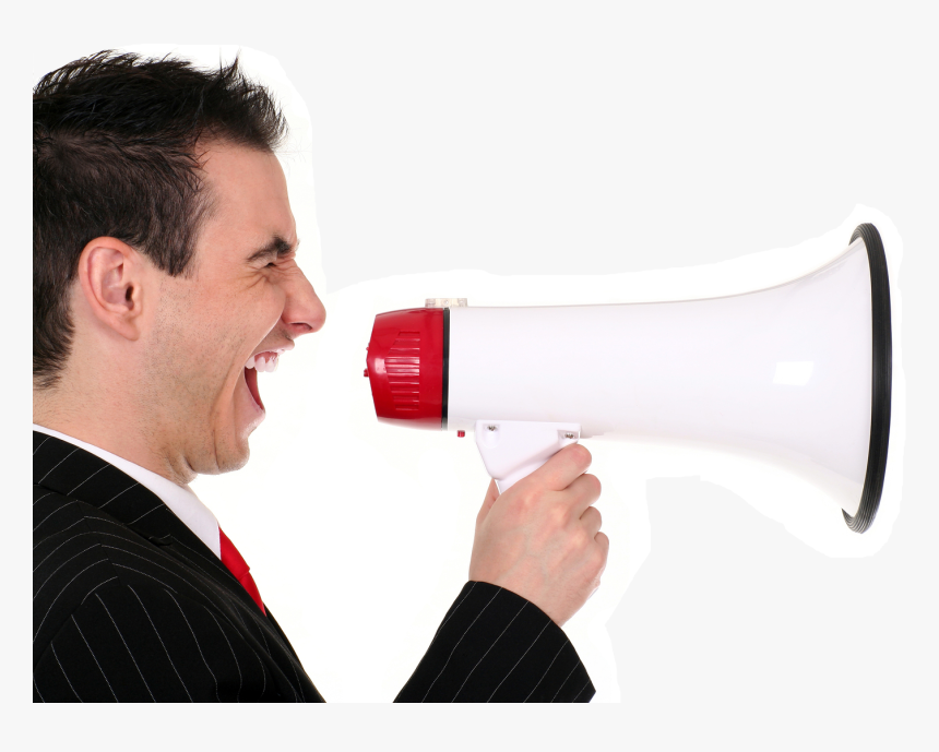 Listen Up And Think Like A Publisher - Guy With Megaphone Transparent, HD Png Download, Free Download