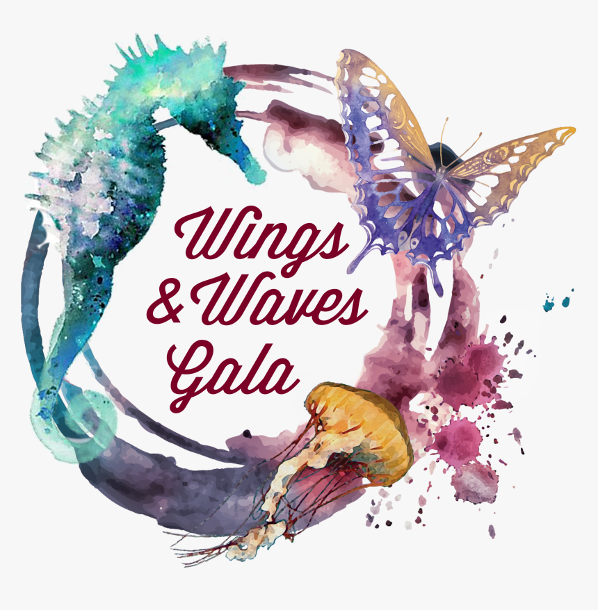 Wings And Waves Gala Logo Seahorse Butterfly Jellyfish, HD Png Download, Free Download