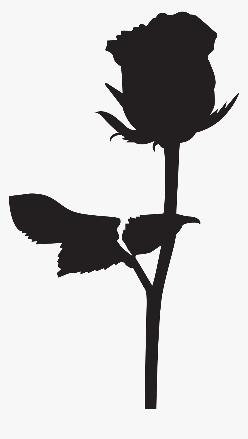 Silhouette Black Rose Drawing Clip Art - Rose Silhouette Png, Transparent Png, Free Download