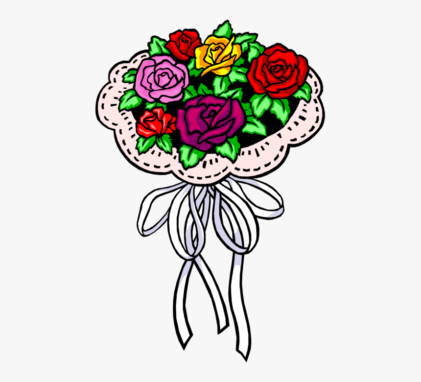 Bouquet Vector Rose Illustration Vector Freeuse Download - Bridal Bouquets Clip Art, HD Png Download, Free Download