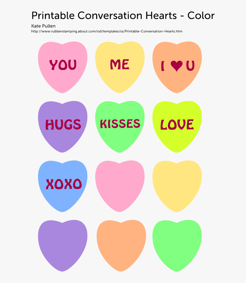 Template Printable Conversation Hearts, HD Png Download, Free Download