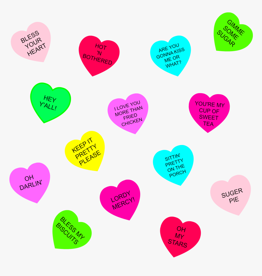 Southern Conversation Hearts Wallpaper - Heart, HD Png Download, Free Download